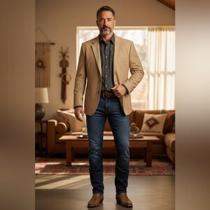 Vintage WFF by Farah Designer Series Camel Faux Suede Blazer - 46L